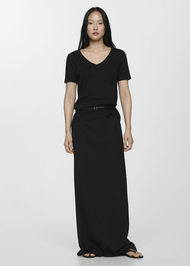 MANGO Short-sleeved cotton t-shirt Black