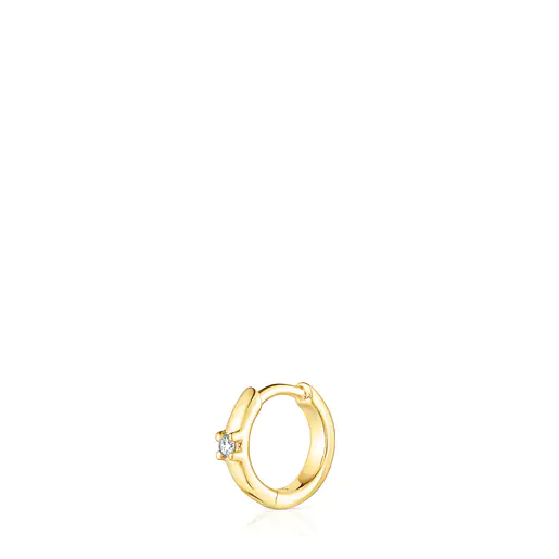 Brinco de argola TOUS Basics em ouro com safiras azuis e um diamante.