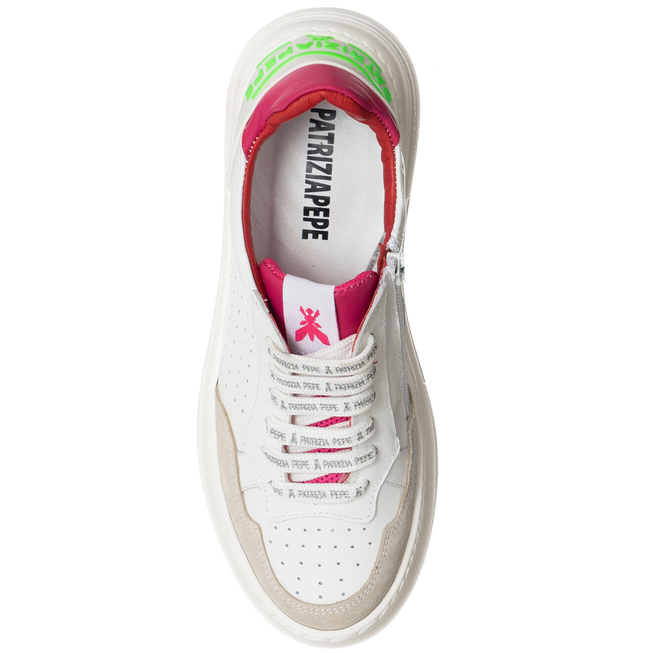 Patrizia Pepe Sneakers en Cuir Gemma blanc/fuchsia