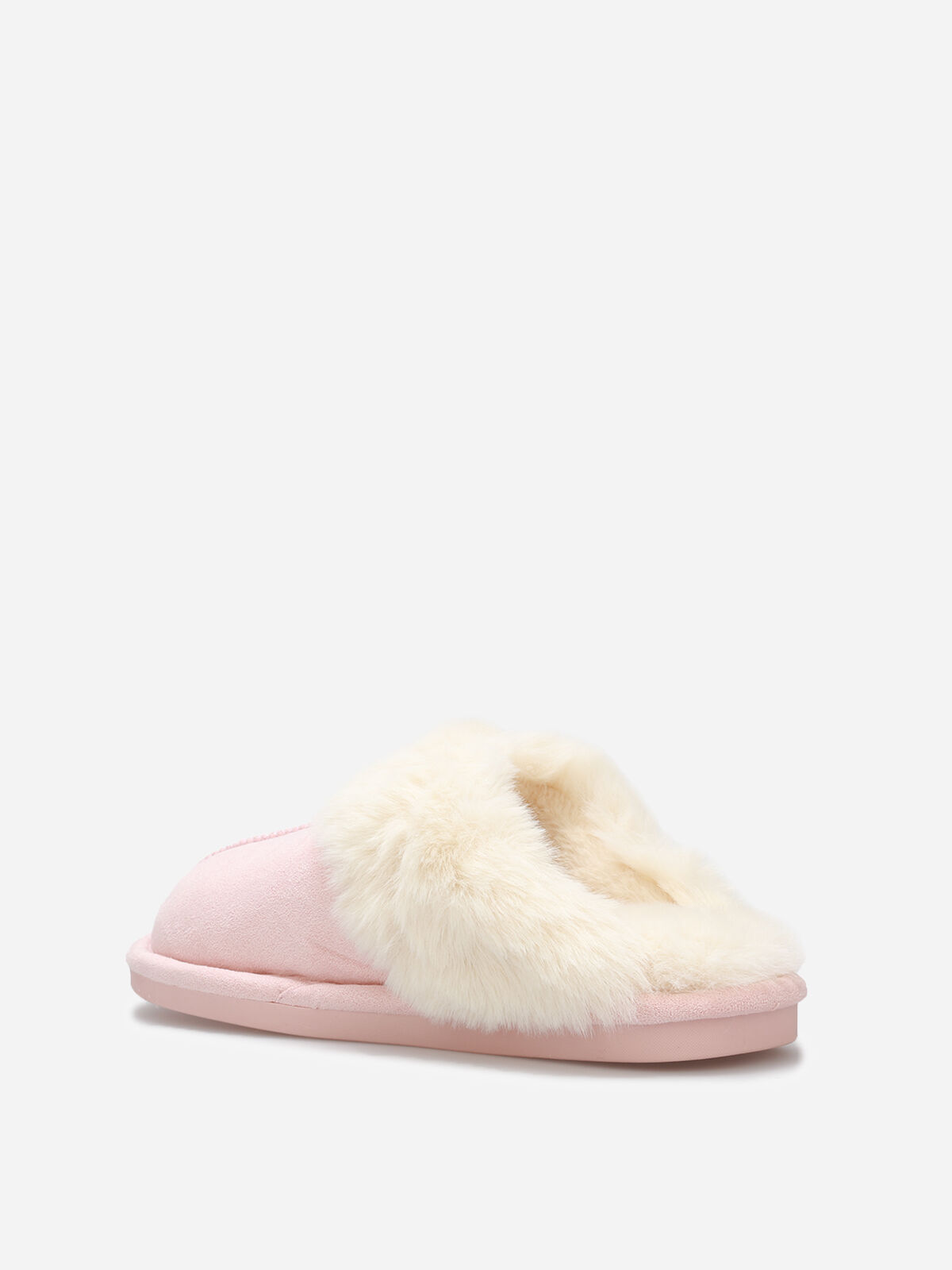 Chaussons en suédine fourrés- Rose