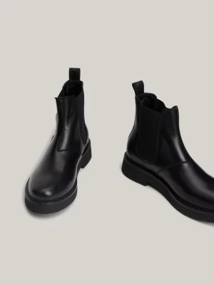 Botas Chelsea de couro com fita de logotipo repetida