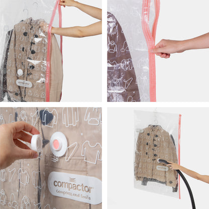 Lot de 2 sacs de rangement sous vide à suspendre Espace Taille M   L