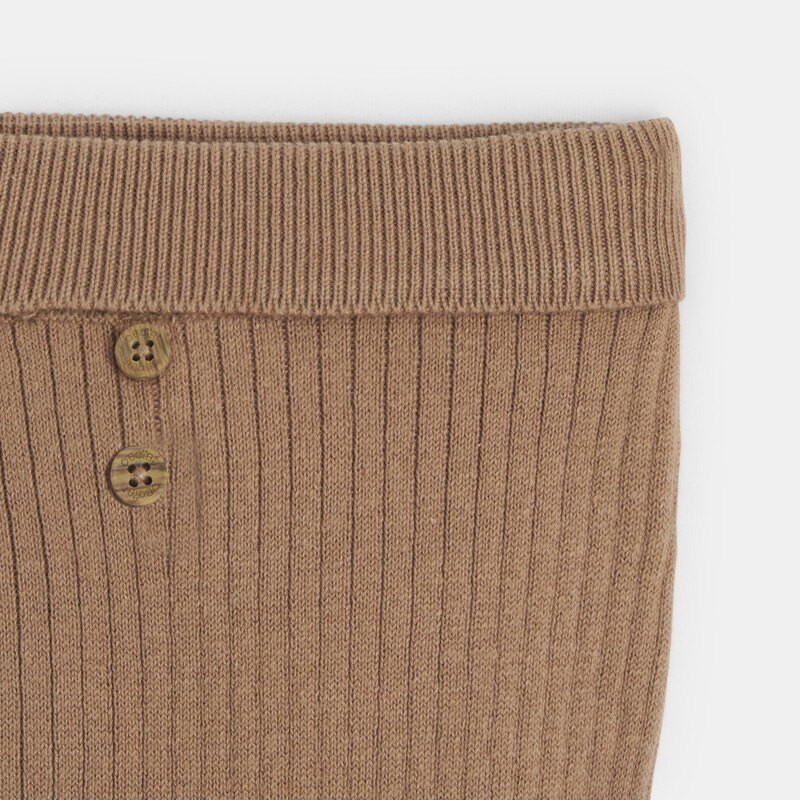 Pantalon en maille côtelée marron naissance Marron