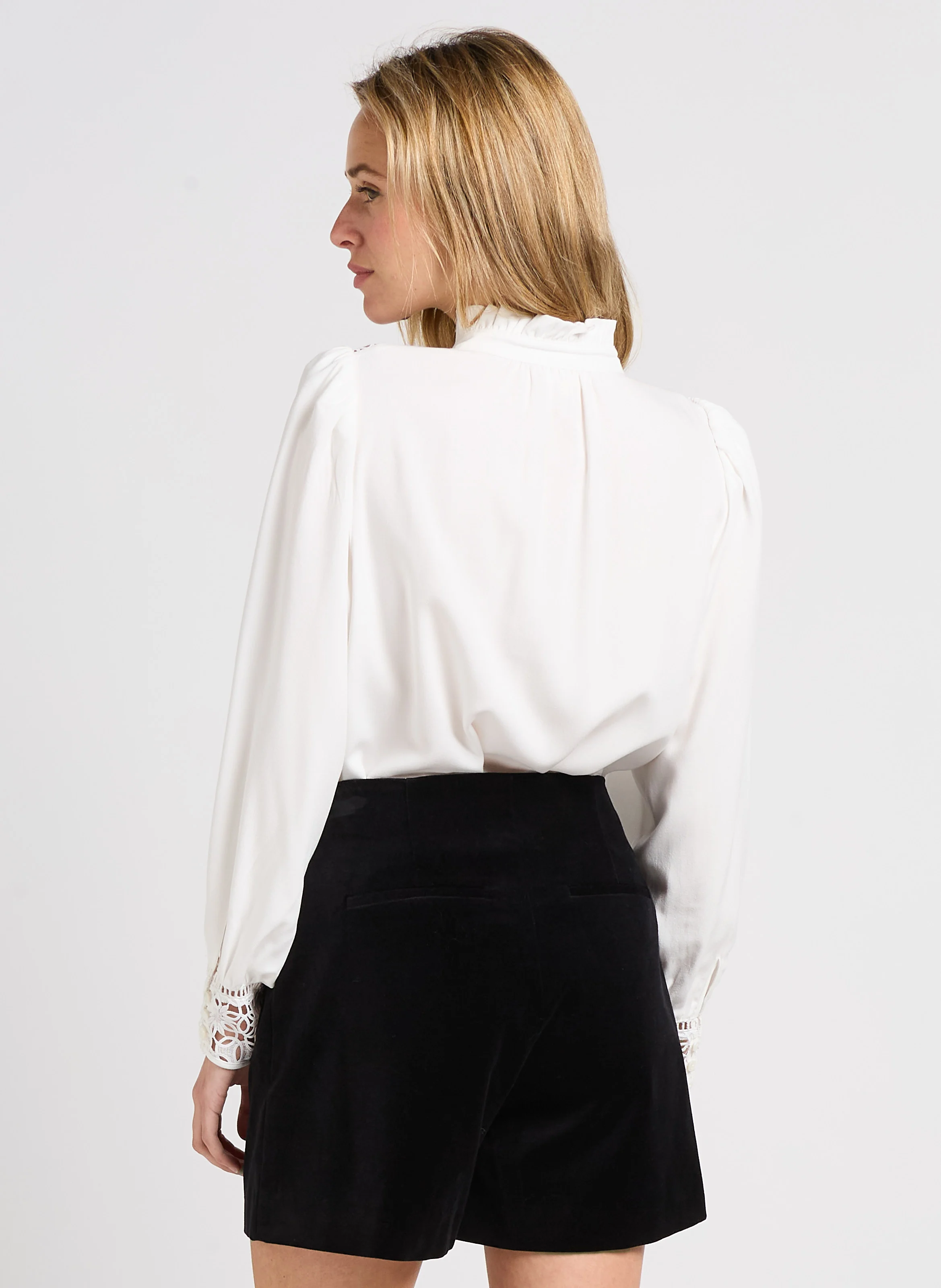 LADY - Chemise droite col victorien | Blanc