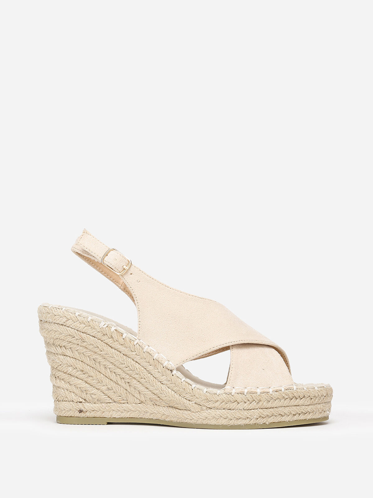 Sandales compensées à brides croisées- Beige