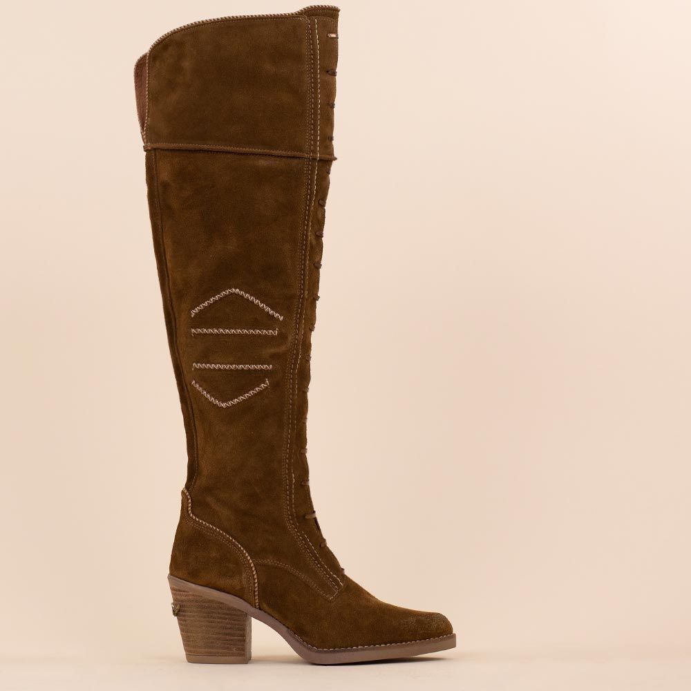 Nemonic Knee boots laces bruin 2248