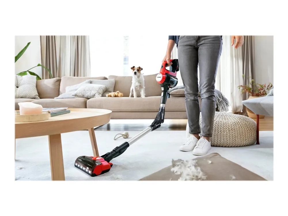 Bosch Unlimited 7 BCS711PET ProAnimal - Støvsuger - pind/håndholdt (2-i-1) - uden pose - ledningsfri - rød - 1 batteri