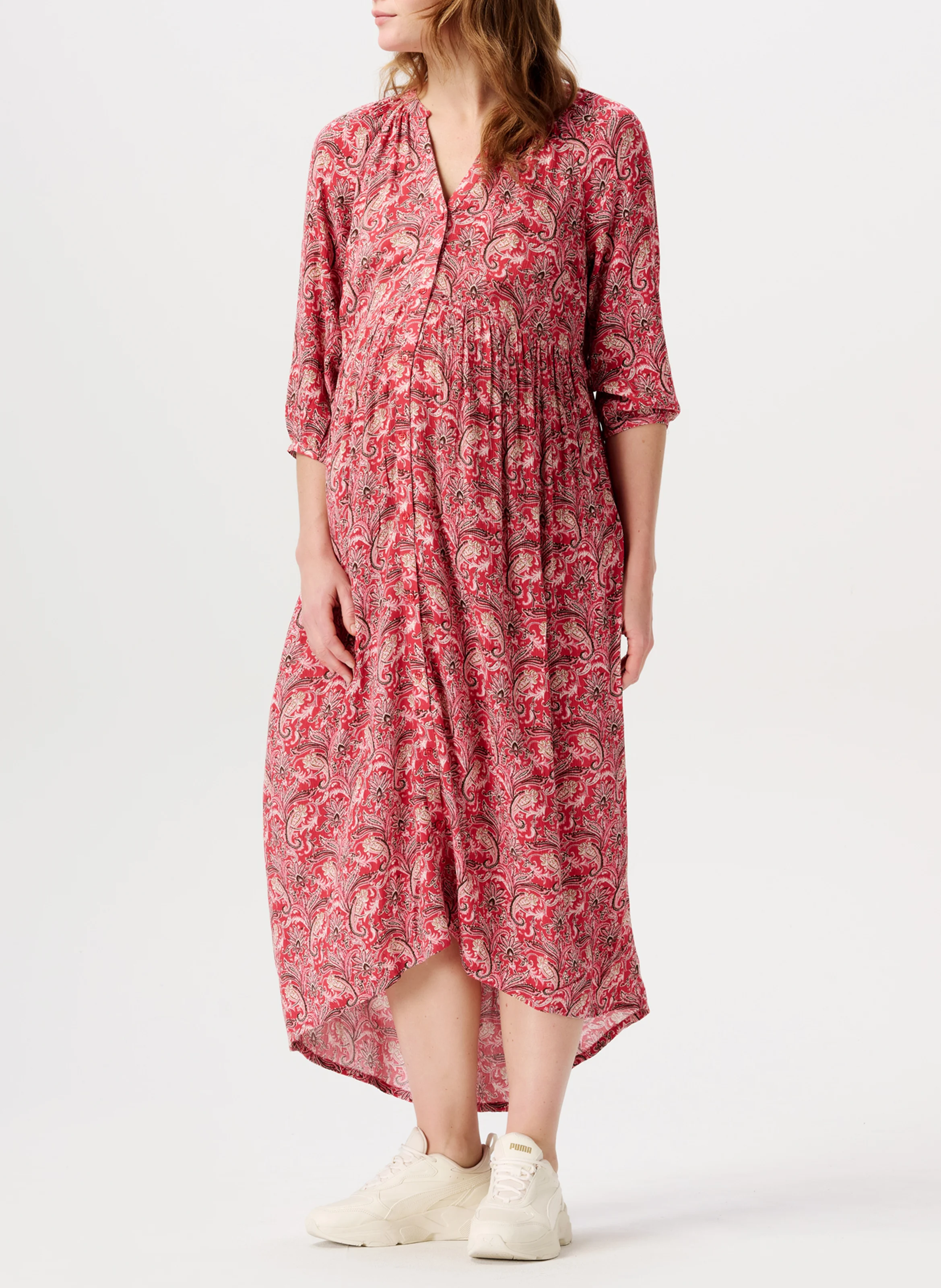 ERBA - Robe longue de grossesse imprimée| Rouge
