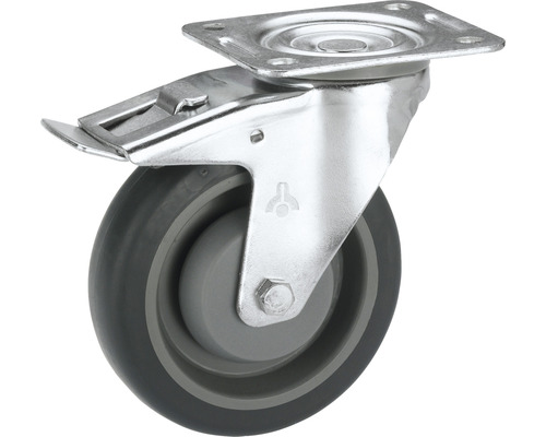 Tarrox transportmaterieel zwenkwiel, tot 140 kg, met plaat en totale vergrendeling 80 x 108 x 32 mm