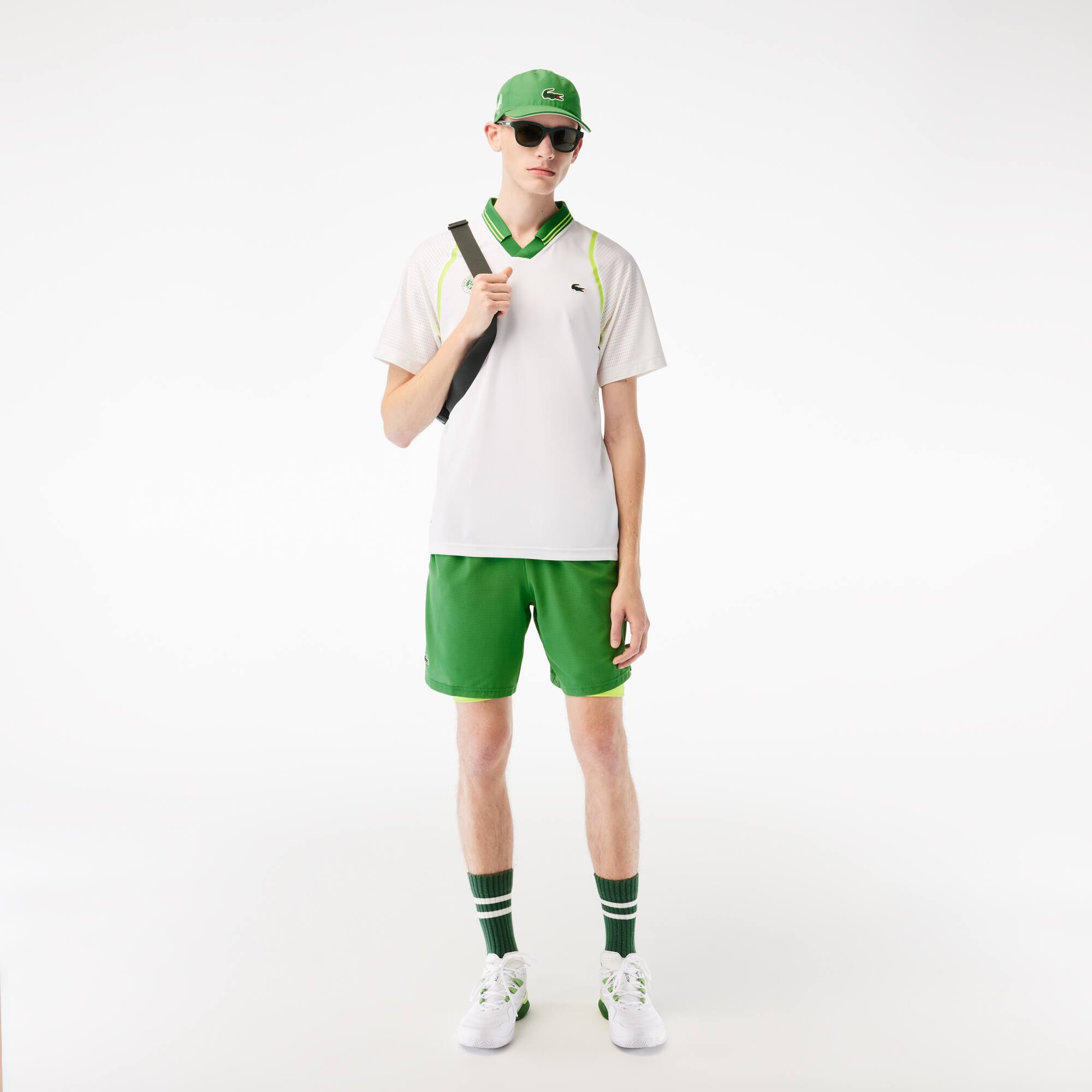 Polo team leader homme Lacoste Sport x Daniil Medvedev Édition Roland Garros Manches Courtes - Blanc - Lacoste - Homme