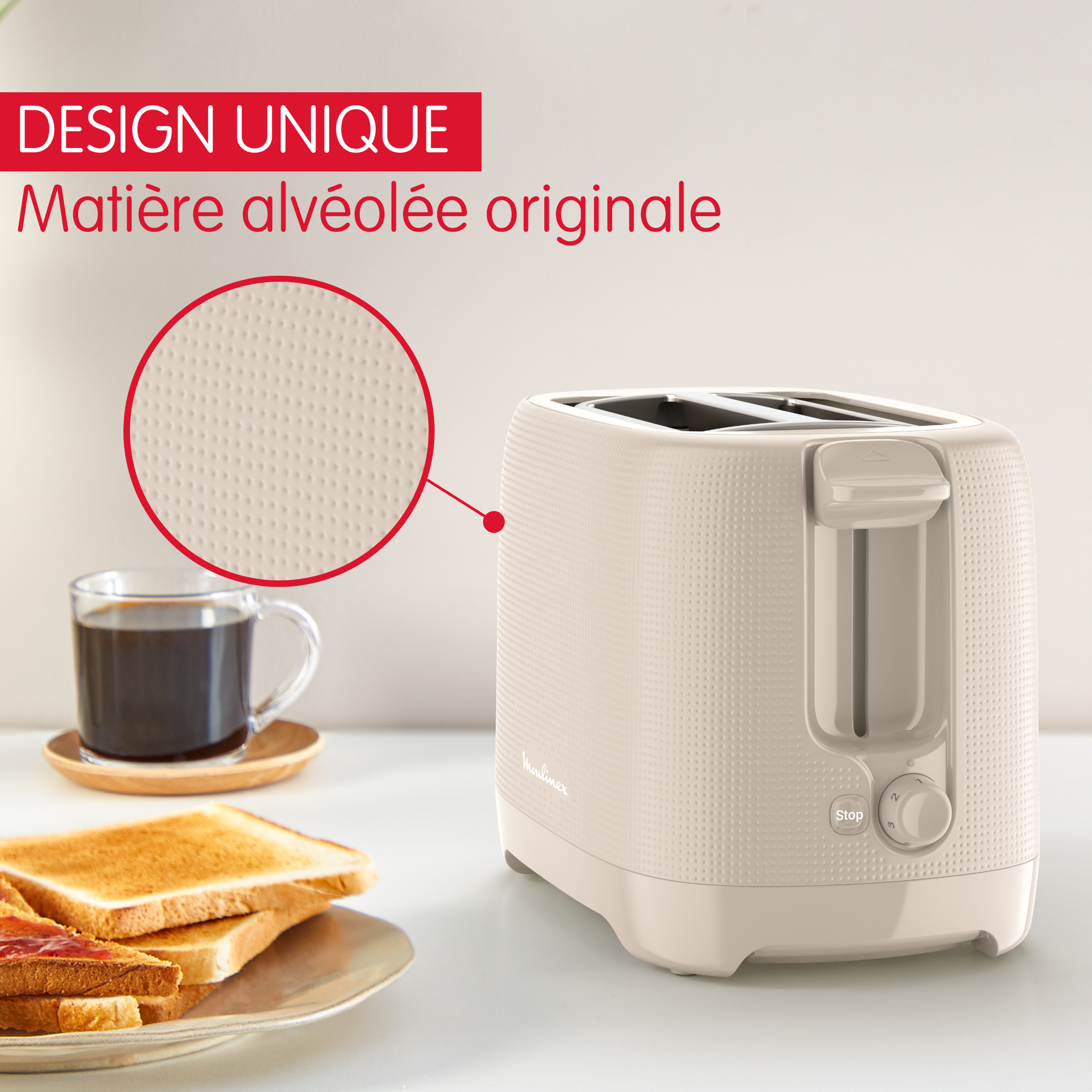 Grille-pain 2 fentes Morning Gris chaud
