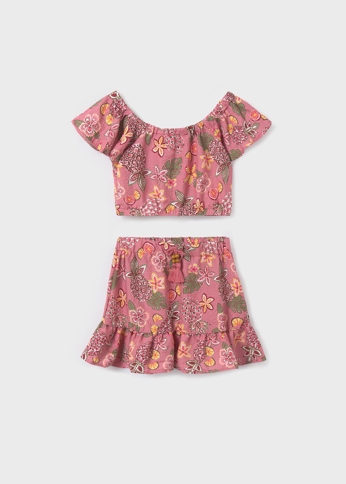 Conjunto de duas peças, blusa e saia, infantil