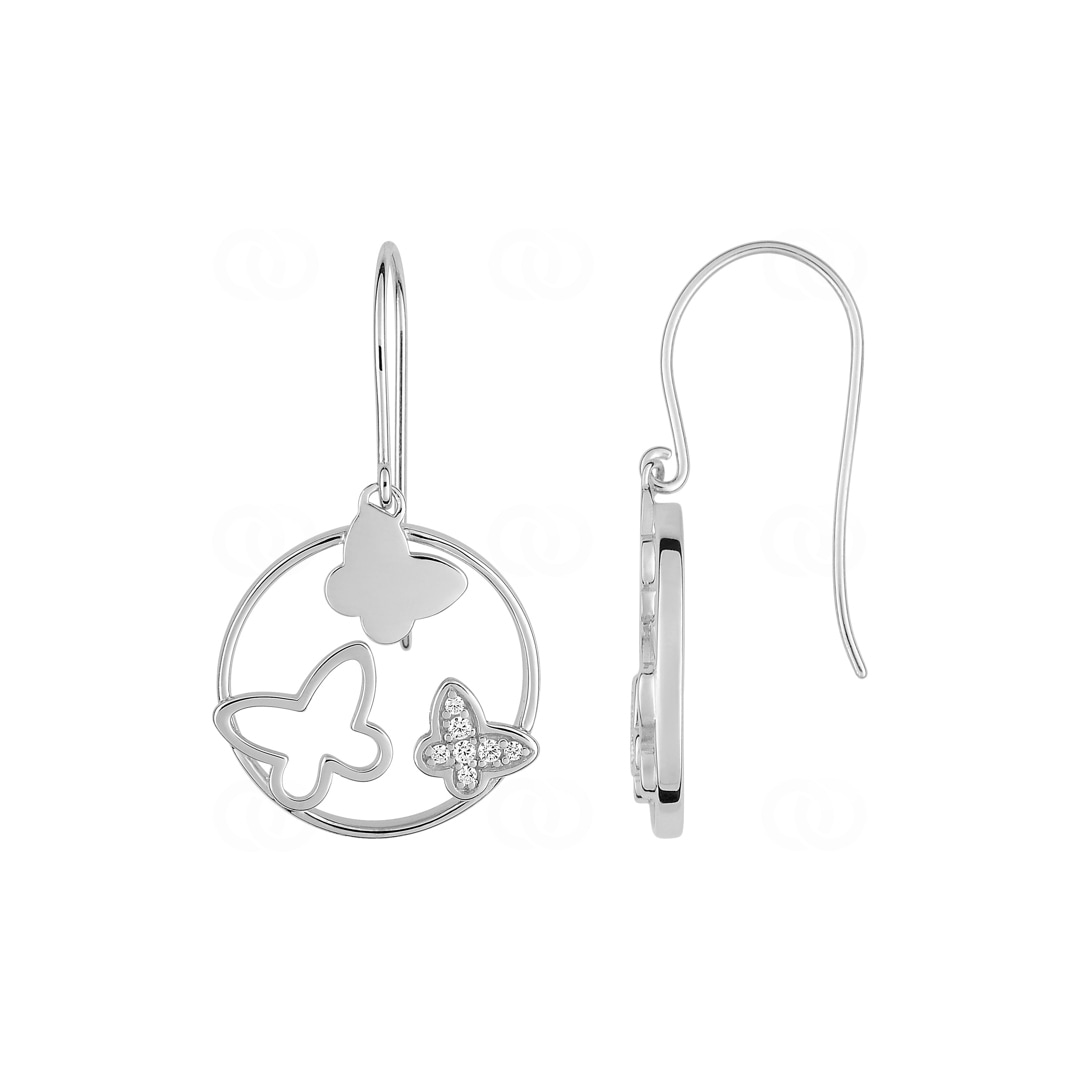 Ohrhänger 925 Silber rhodiniert Schmetterlinge mit Zirkonia