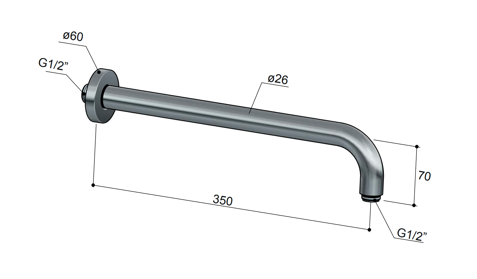 Hotbath Mate M450 wandarm rond 35cm geborsteld nikkel