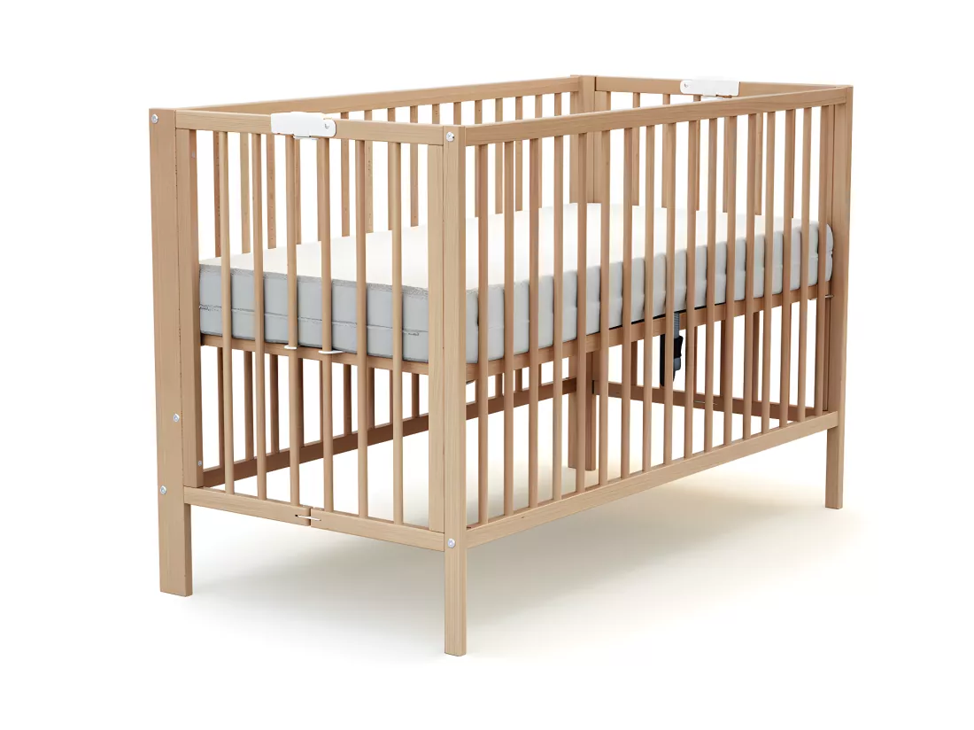 Lit bébé pliant en bois ESSENTIEL Hêtre Verni 60 x 120 cm