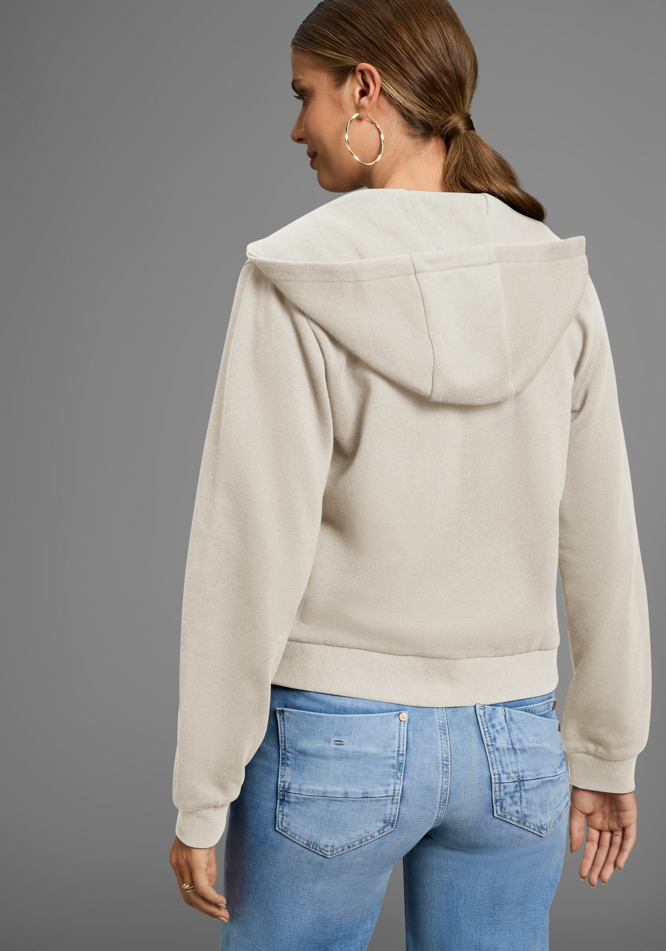 DELMAO Kapuzensweatjacke , mit Reissverschluss, Kapuze & Kängurutasche