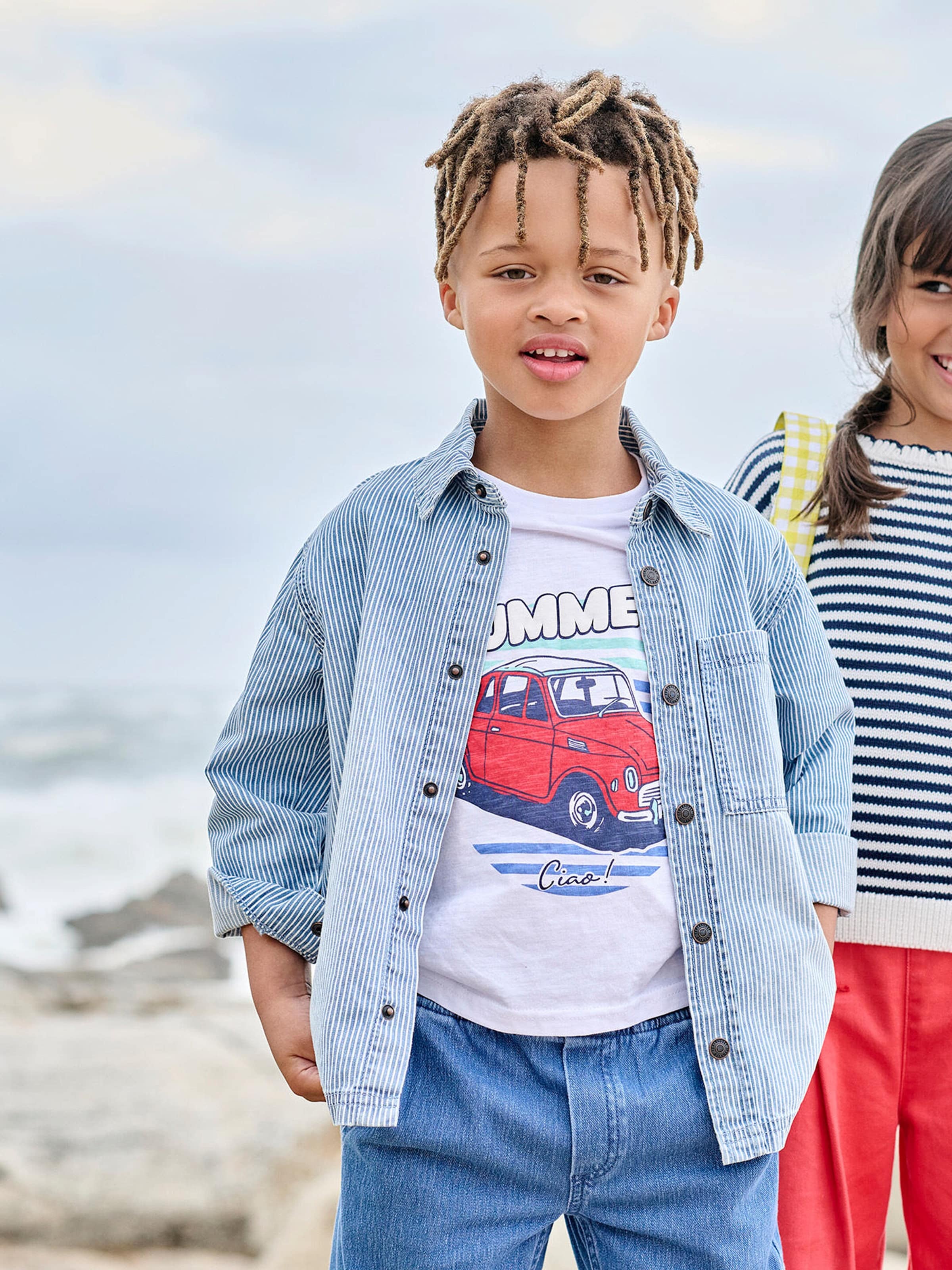 Vertbaudet Kinder T-Shirt mit Reliefprint weiß