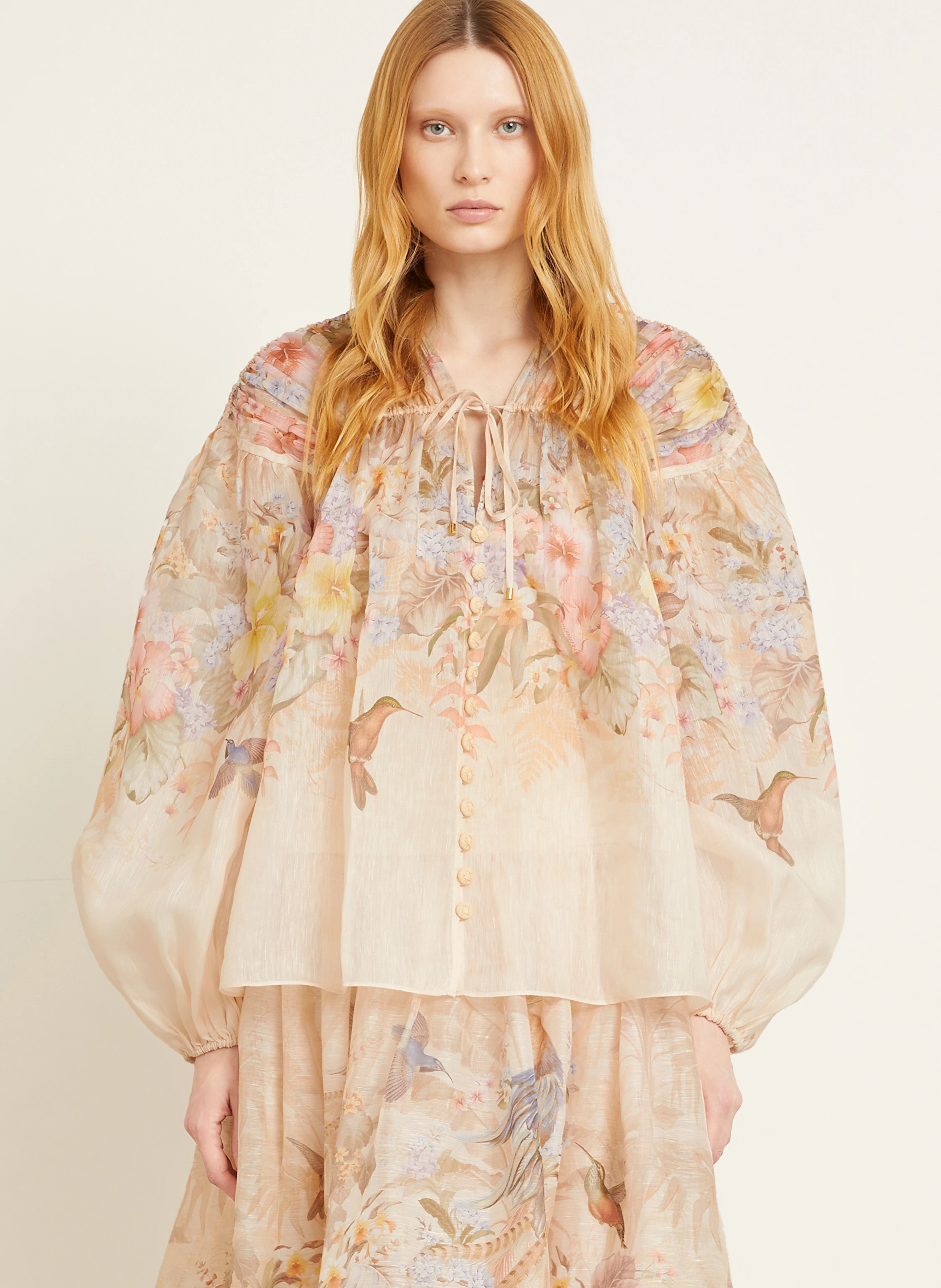 ZIMMERMANN Bluse ILLUMINATE DRAWN mit Leinen und Seide