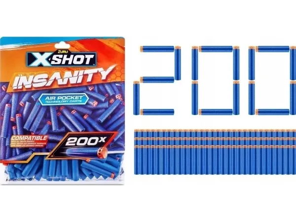 XSHOT 36624, Genopfyldning, 8 År, 200 stk, Flerfarvet