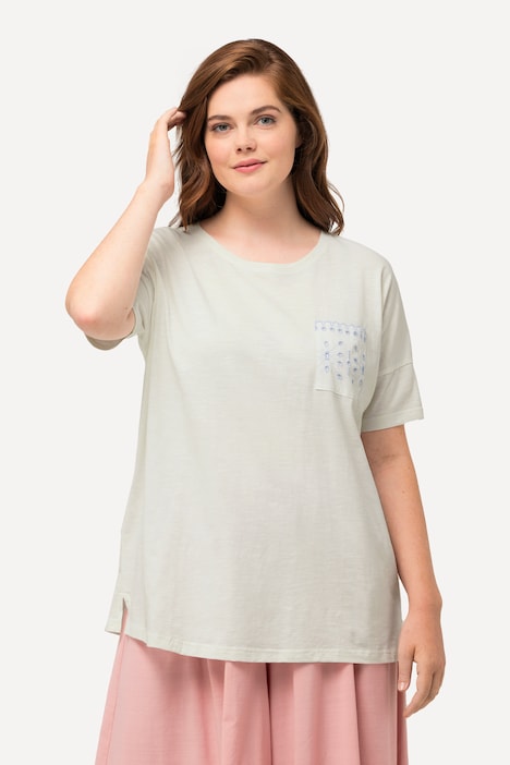 T-Shirt, Spitzentasche, Rundhals, Halbarm, Biobaumwolle