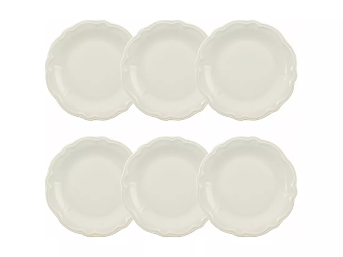Novastyl - Lot 6 Assiettes Desserts Charlotte 20cm En Gres Blanc