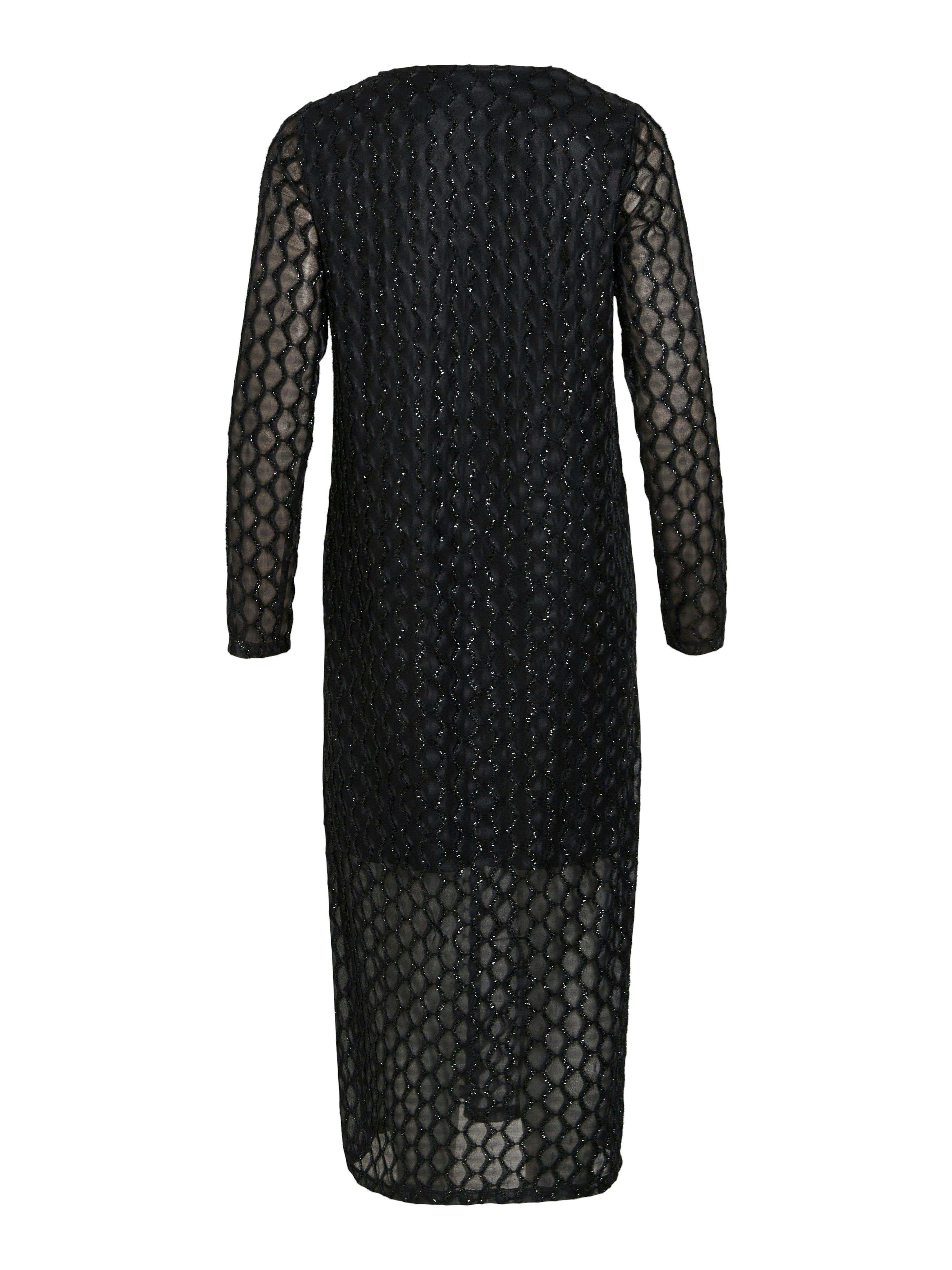 Vila  Vizalma V-Neck L/S midi kjole - Black Beauty