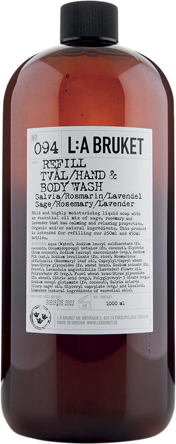 L:a Bruket Refill Hand/Body wash Salvie, Rosemarin, Lavendel 1000 ml