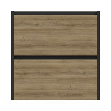 Tiger Reverse Meubelset met 2 lades 60 cm Chalet eik / Mat zwart inclusief Oval wastafel mat zwart