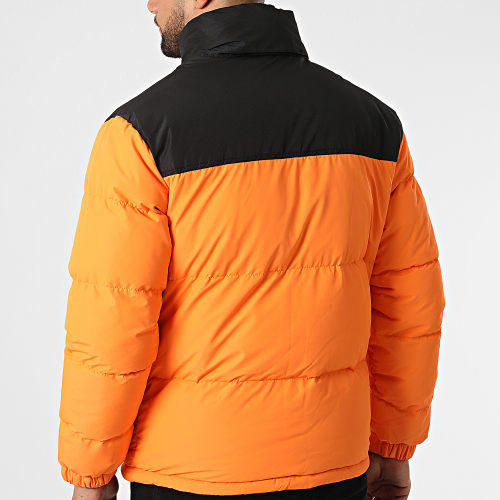 Doudoune Capuche Orange Noir