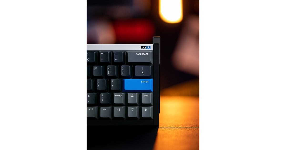 IqunixEZ63 Magnetic Switch Gaming HE Keyboard, gaming toetsenbord  (Zwart/blauw, US lay-out, US-International, Gateron Magnetic Jade Pro, 60%, RGB, Double Shot PBT Keycaps, Tweedekans)
