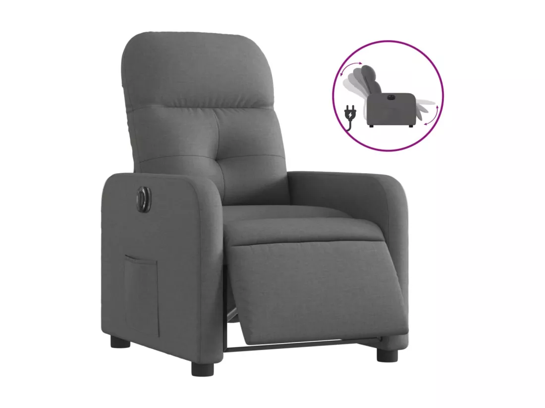 Fauteuil inclinable électrique Gris foncé Tissu