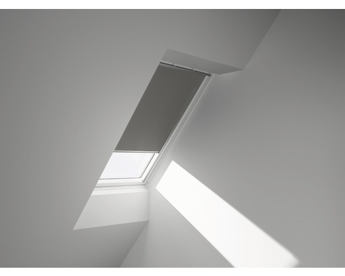 VELUX verduisterend rolgordijn, effen grijs, elektrisch, aluminium frame, DML C02 0705S