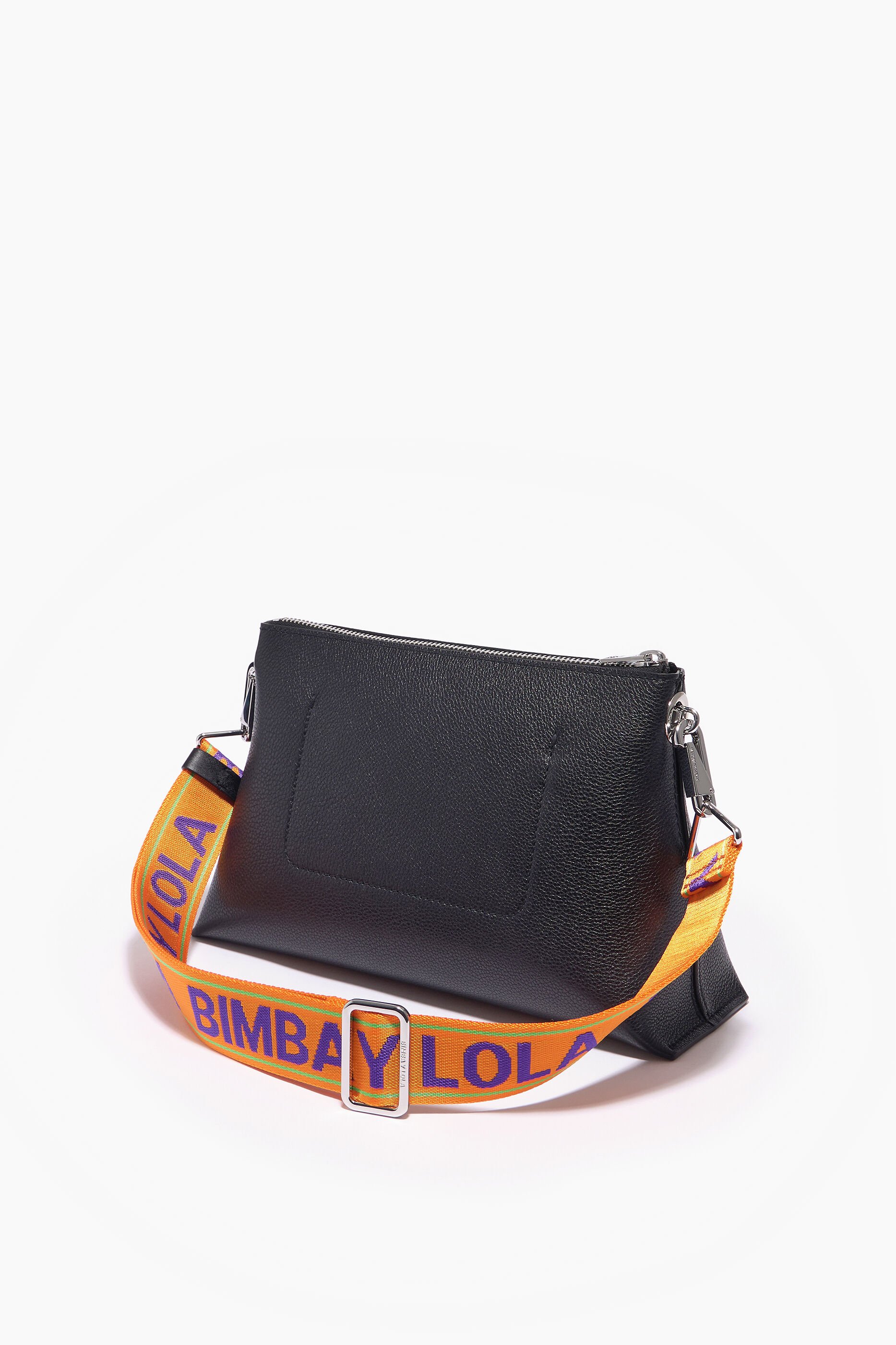 Bolsa trapezoidal M em couro preto
