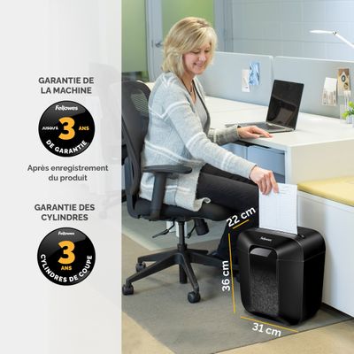 Fellowes Powershred LX25M - Destructeur de documents coupe croisée mini-cut - 6 feuilles - Corbeille 11,5 litres