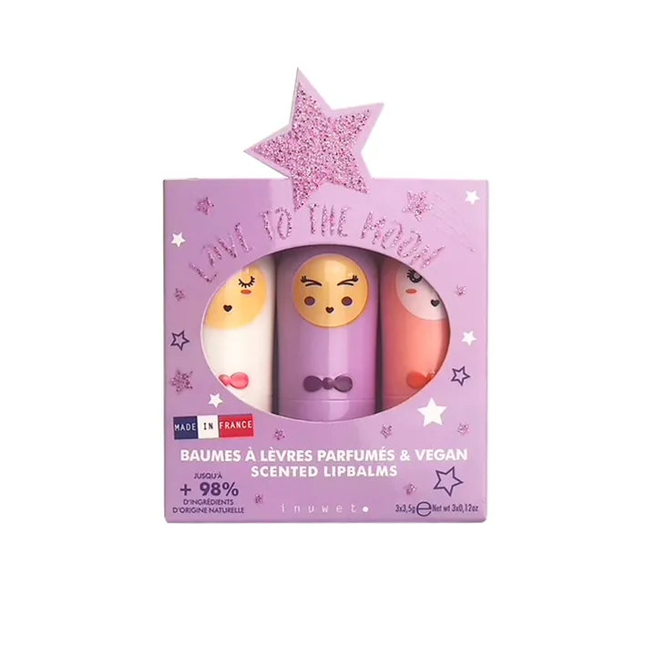 Inuwet Coffret trio de baumes à lèvres Mauve Stars