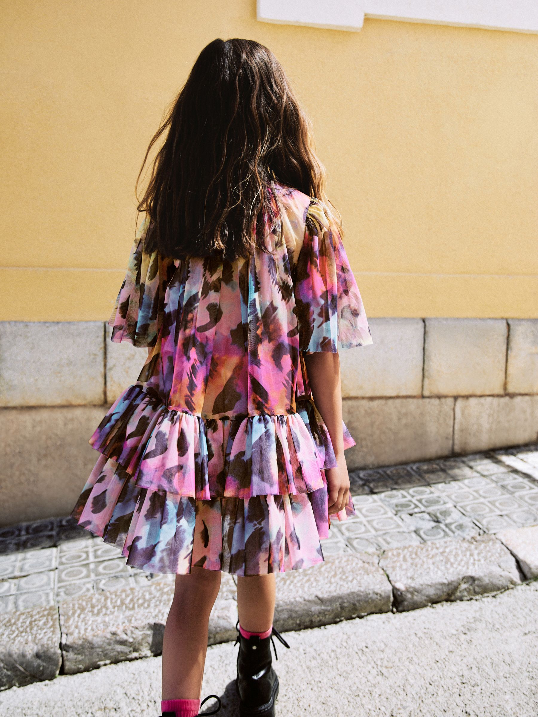 Regenboog - Mesh jurk met dierenprint (3-16jr)