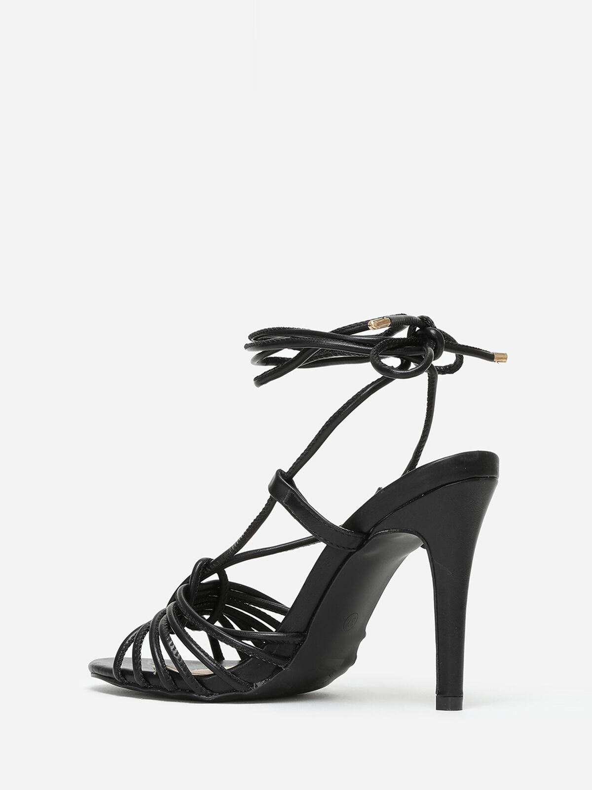 Sandales à brides et lanières croisées- Noir