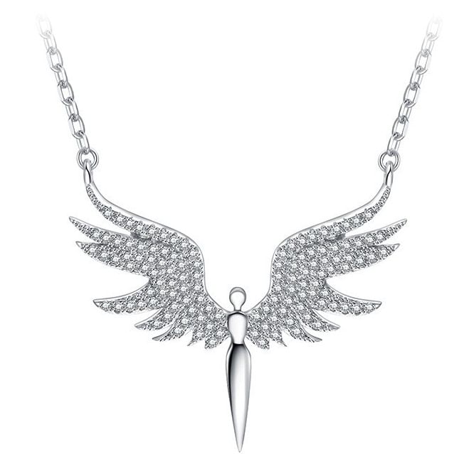 Lilafey - Vleugel strass hanger ketting