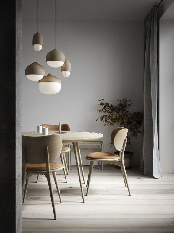 Mater Design The Dining Chair stoel naturel eiken, naturel leer