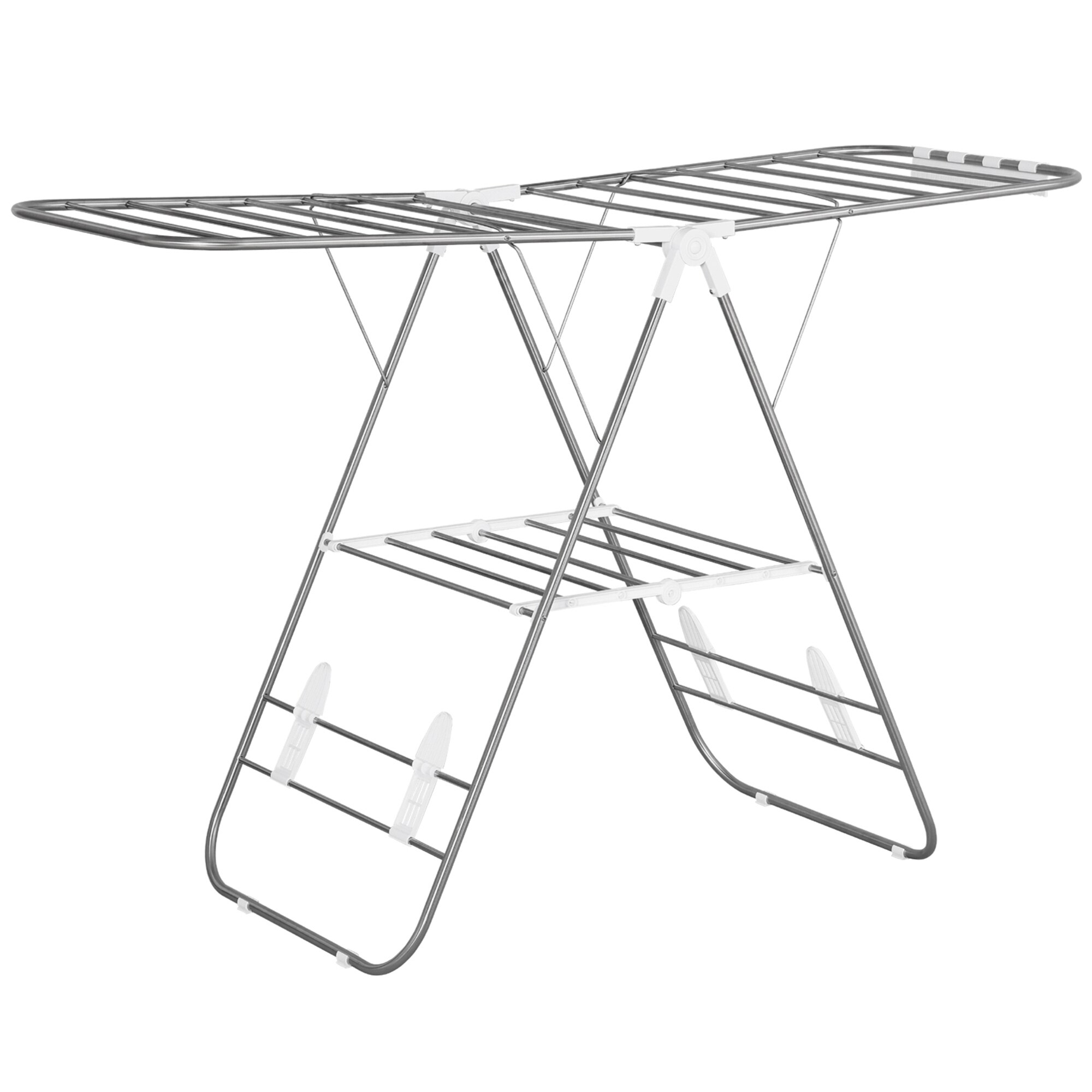 HOMCOM Wäscheständer klappbar silber, weiß 148 x 60,5 x 98 cm (LxBxH)