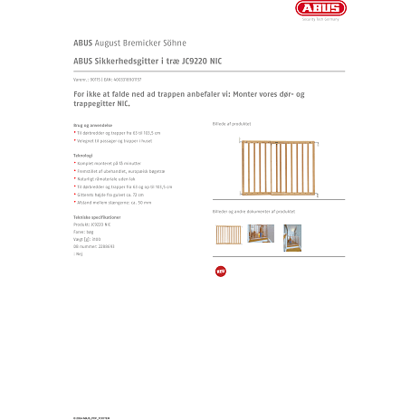 Abus NIC sikkerhedsgitter i træ