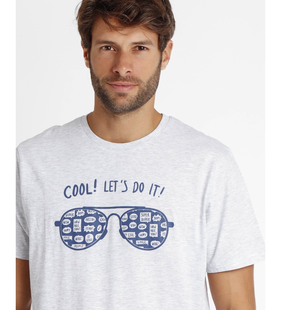 Pijama Admas DIVER Cool de manga curta cinza