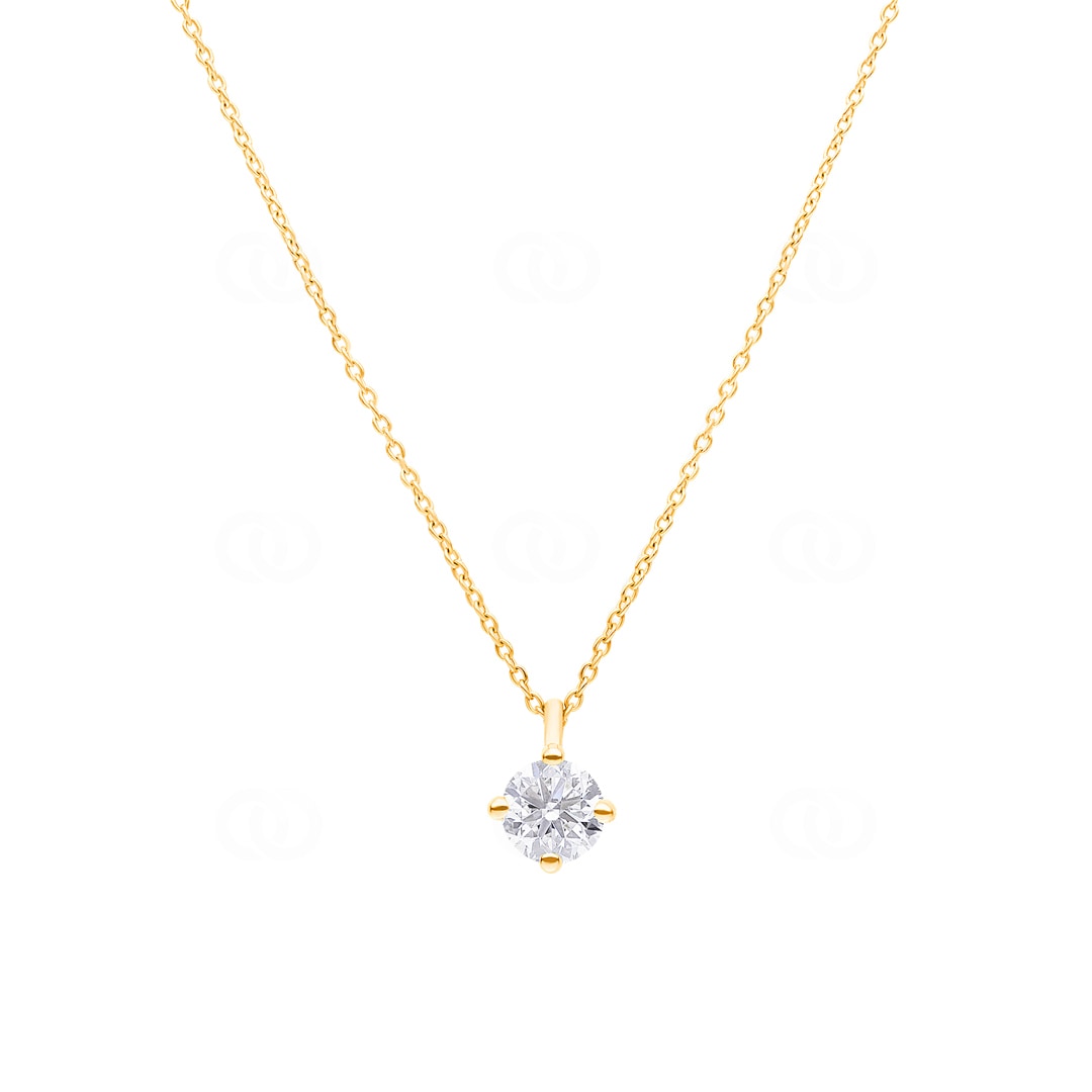 Collier mit Anhänger 750/18 K Gelbgold mit GIA-Diamant 1.00 ct H/si in 4-Griff