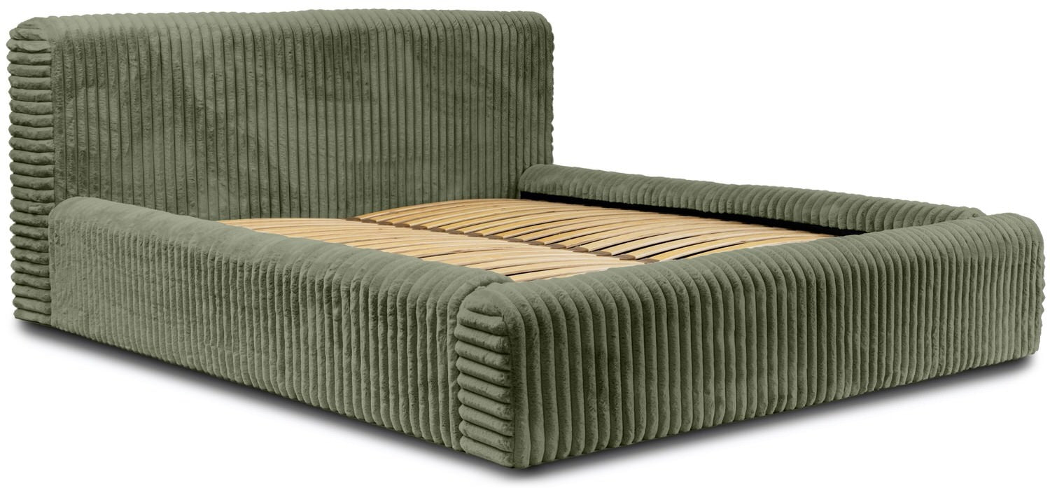 Trae Mobler Hana 140 x 200 cm Gestoffeerd Bed Olijfgroen