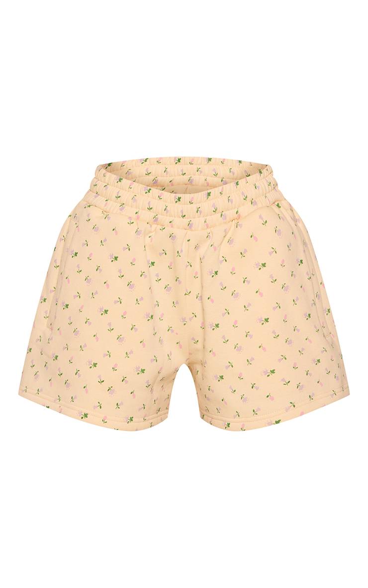 Butter Yellow Short En Molleton De Coton À Imprimé Fleuri Ditsy