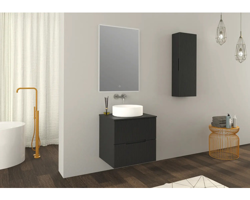 Jungborn SEDICI wastafelblad 61 x 50 cm mat zwart zonder uitsparing