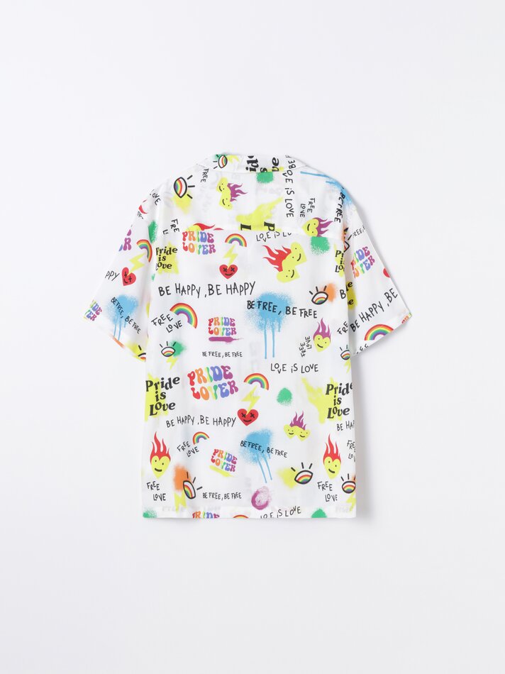 Camisa fluida para resort - Bege claro