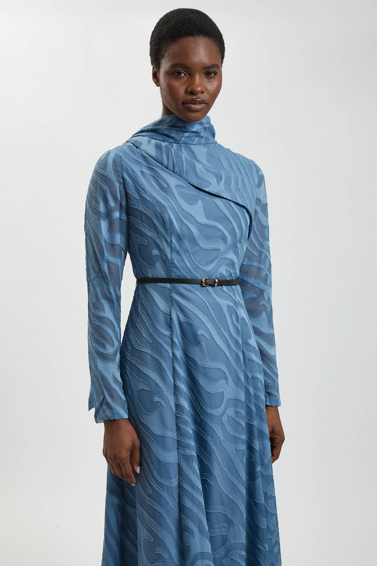 KarenMillen Robe Maxi Tissée À Détail Foulard Et Rayures Slub Auto-rayées
