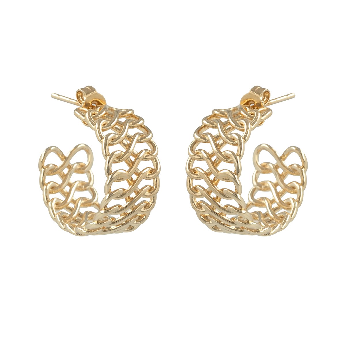 Boucles d'oreille créoles larges plaqué or multi-rangs 20MM