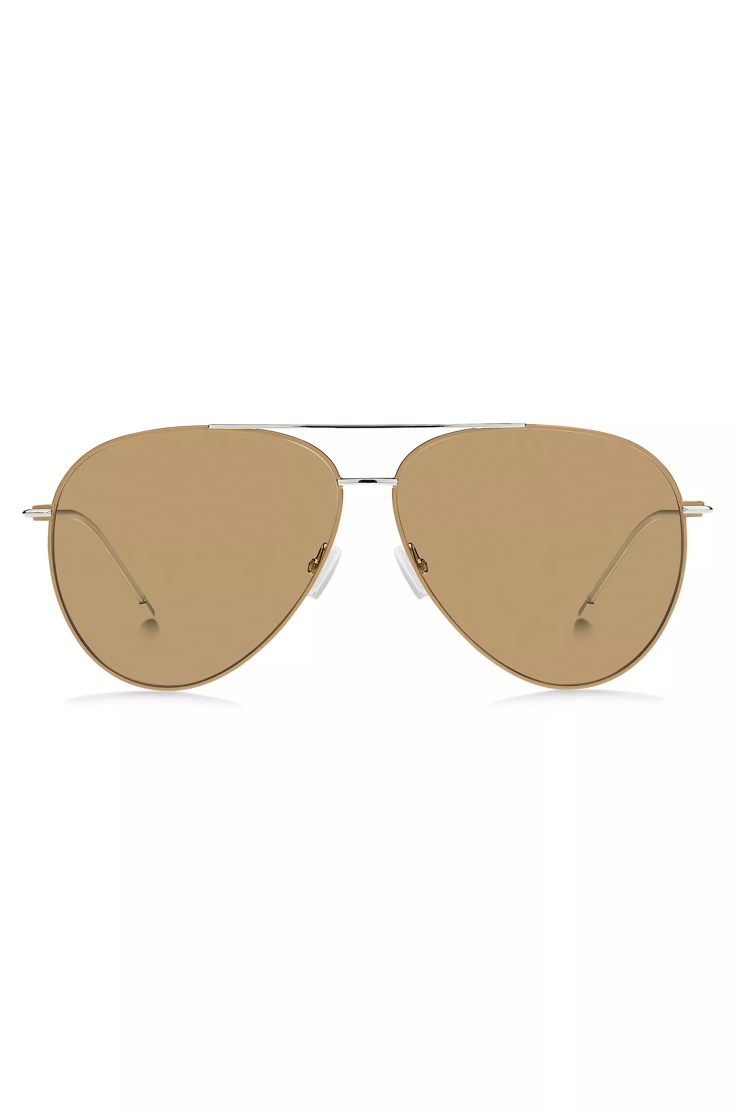 Óculos de sol BOSS Black-Camel em aço leve.